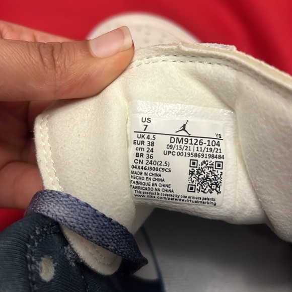 Women's Nike air Jordan 1 mid off white  cream denim shoes size 7 - Picture 11 of 11